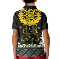Flores de Mayo and Filipino Fiesta Kid Polo Shirt The Sun-Jasmine and Polynesian Yakan Tattoo Barong Style LT03 - Polynesian Pride