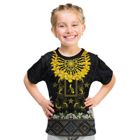 Flores de Mayo and Filipino Fiesta Kid T Shirt The Sun-Jasmine and Polynesian Yakan Tattoo Barong Style LT03 Black - Polynesian Pride