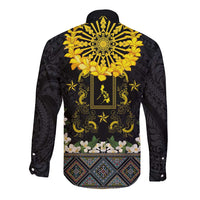 Flores de Mayo and Filipino Fiesta Long Sleeve Button Shirt The Sun-Jasmine and Polynesian Yakan Tattoo Barong Style LT03 - Polynesian Pride