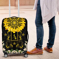 Flores de Mayo and Filipino Fiesta Luggage Cover The Sun-Jasmine and Polynesian Yakan Tattoo Barong Style LT03 Black - Polynesian Pride