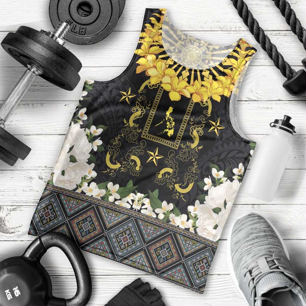 Flores de Mayo and Filipino Fiesta Men Tank Top The Sun-Jasmine and Polynesian Yakan Tattoo Barong Style LT03 - Polynesian Pride