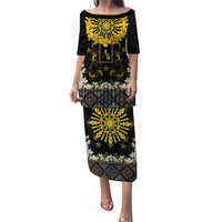 Flores de Mayo and Filipino Fiesta Puletasi The Sun-Jasmine and Polynesian Yakan Tattoo Barong Style LT03 Long Dress Black - Polynesian Pride