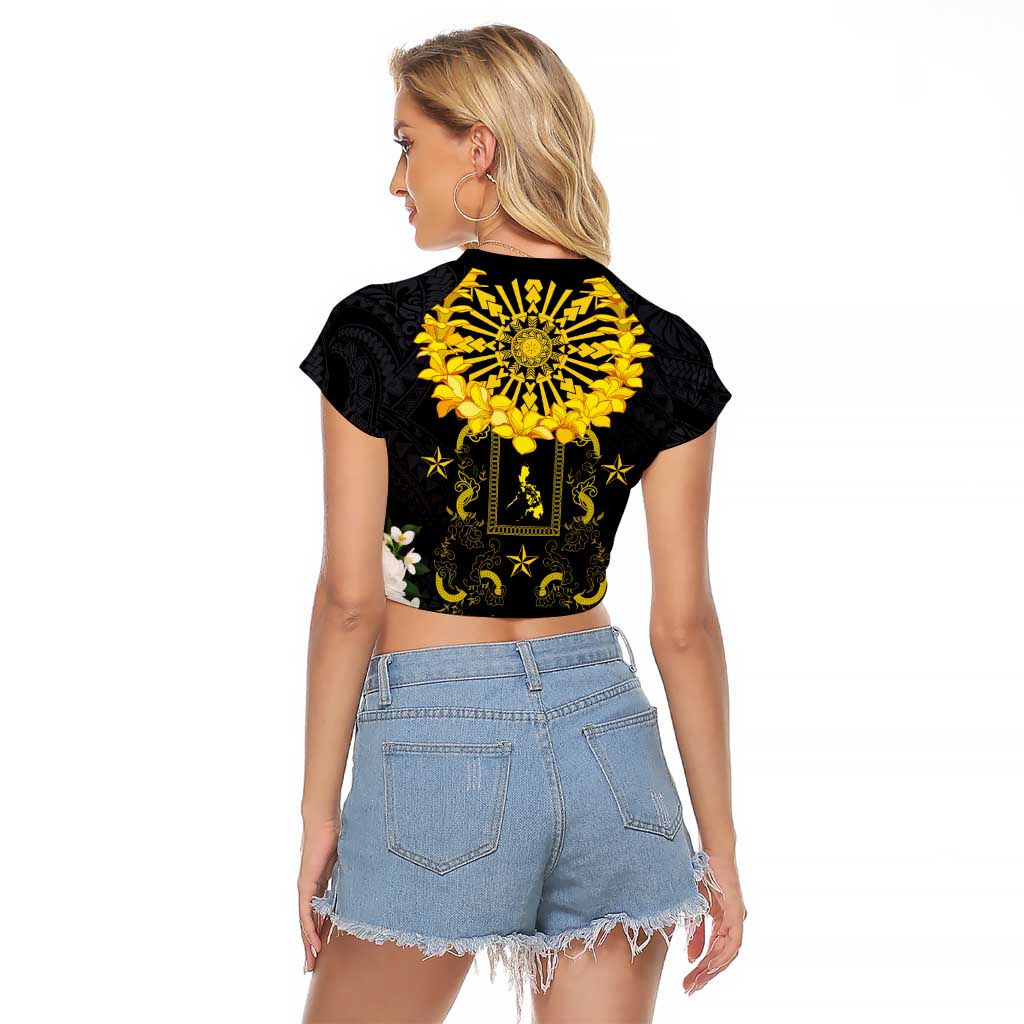 Flores de Mayo and Filipino Fiesta Raglan Cropped T Shirt The Sun-Jasmine and Polynesian Yakan Tattoo Barong Style LT03 - Polynesian Pride