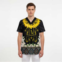 Flores de Mayo and Filipino Fiesta Scrub Top The Sun-Jasmine and Polynesian Yakan Tattoo Barong Style LT03 - Polynesian Pride