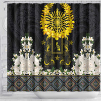 Flores de Mayo and Filipino Fiesta Shower Curtain The Sun-Jasmine and Polynesian Yakan Tattoo Barong Style LT03 - Polynesian Pride