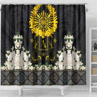 Flores de Mayo and Filipino Fiesta Shower Curtain The Sun-Jasmine and Polynesian Yakan Tattoo Barong Style LT03 - Polynesian Pride