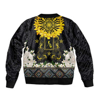 Flores de Mayo and Filipino Fiesta Sleeve Zip Bomber Jacket The Sun-Jasmine and Polynesian Yakan Tattoo Barong Style LT03 - Polynesian Pride