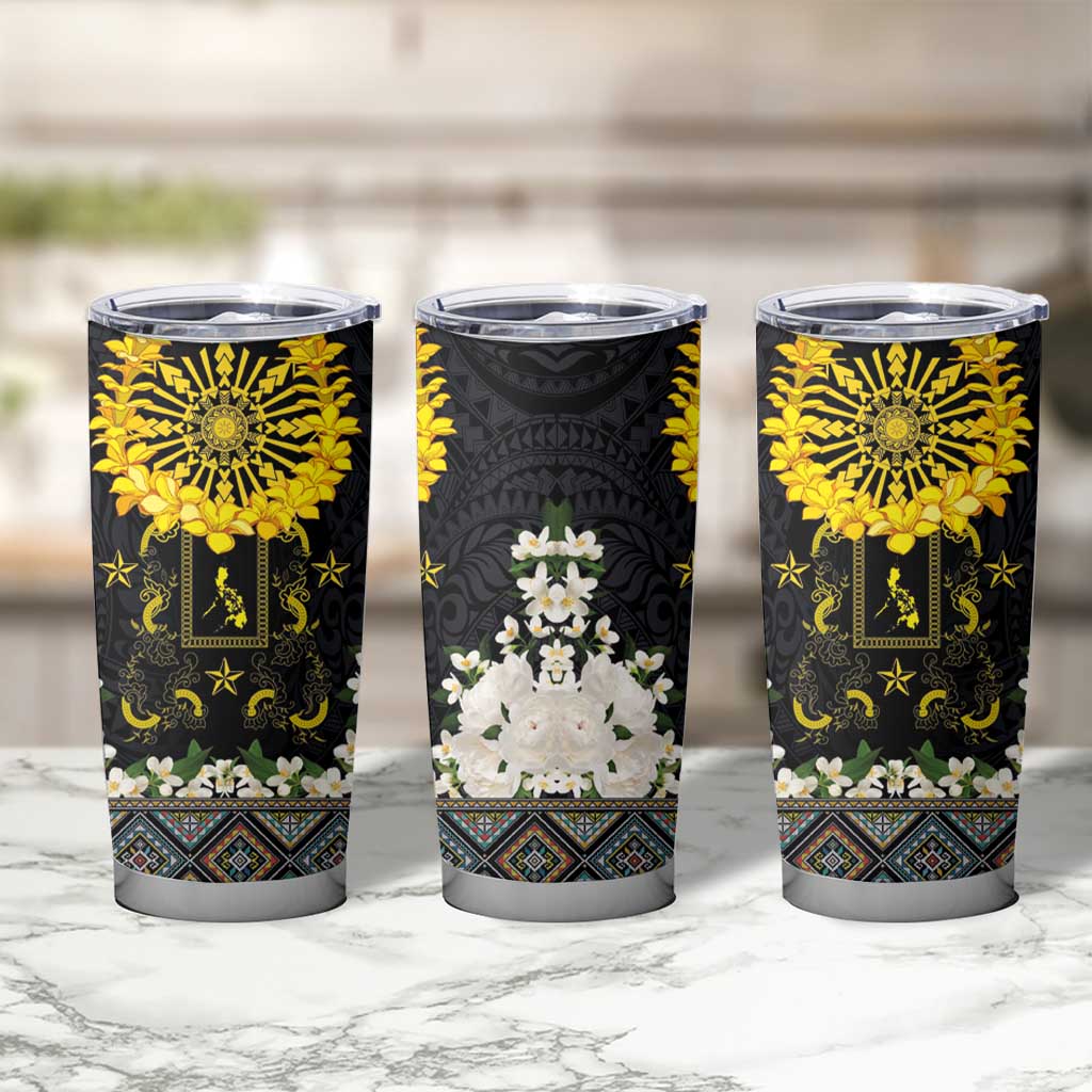 Flores de Mayo and Filipino Fiesta Tumbler Cup The Sun-Jasmine and Polynesian Yakan Tattoo Barong Style LT03 - Polynesian Pride