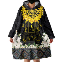 Flores de Mayo and Filipino Fiesta Wearable Blanket Hoodie The Sun-Jasmine and Polynesian Yakan Tattoo Barong Style LT03 - Polynesian Pride