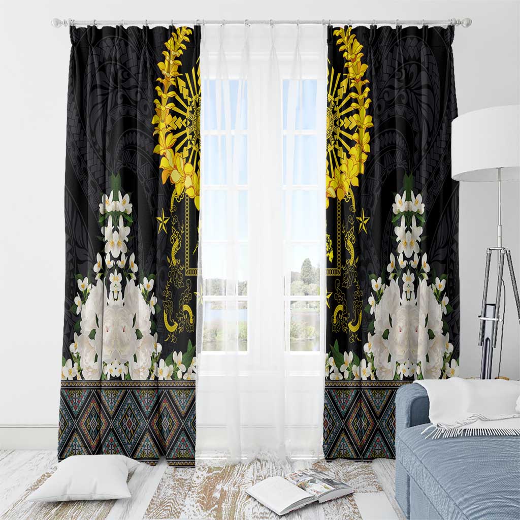 Flores de Mayo and Filipino Fiesta Window Curtain The Sun-Jasmine and Polynesian Yakan Tattoo Barong Style LT03 - Polynesian Pride