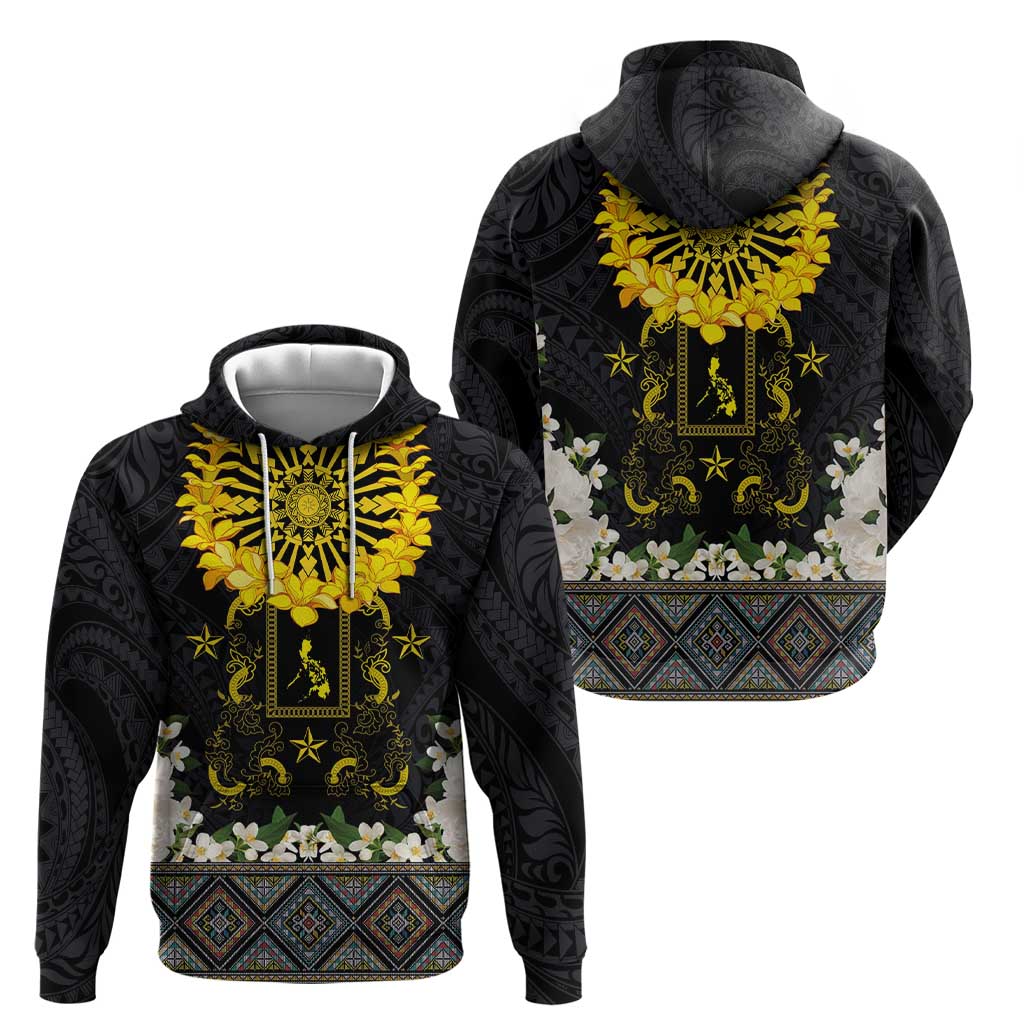 Flores de Mayo and Filipino Fiesta Zip Hoodie The Sun-Jasmine and Polynesian Yakan Tattoo Barong Style LT03 - Polynesian Pride
