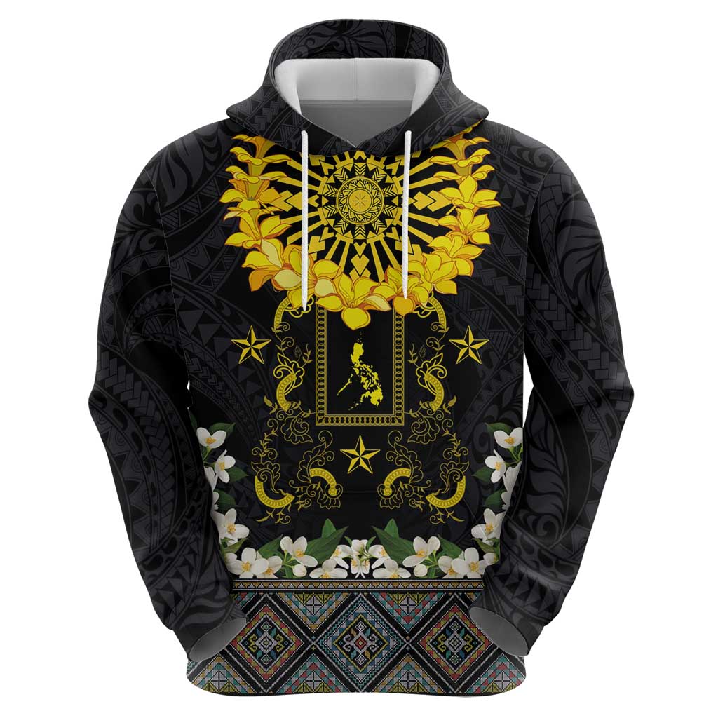 Flores de Mayo and Filipino Fiesta Zip Hoodie The Sun-Jasmine and Polynesian Yakan Tattoo Barong Style LT03 - Polynesian Pride