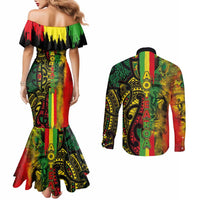 Aotearoa Reggae Couples Matching Mermaid Dress and Long Sleeve Button Shirt Maori Reggae-One Love LT03 - Polynesian Pride
