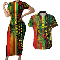 Aotearoa Reggae Couples Matching Short Sleeve Bodycon Dress and Hawaiian Shirt Maori Reggae-One Love LT03 Reggae - Polynesian Pride