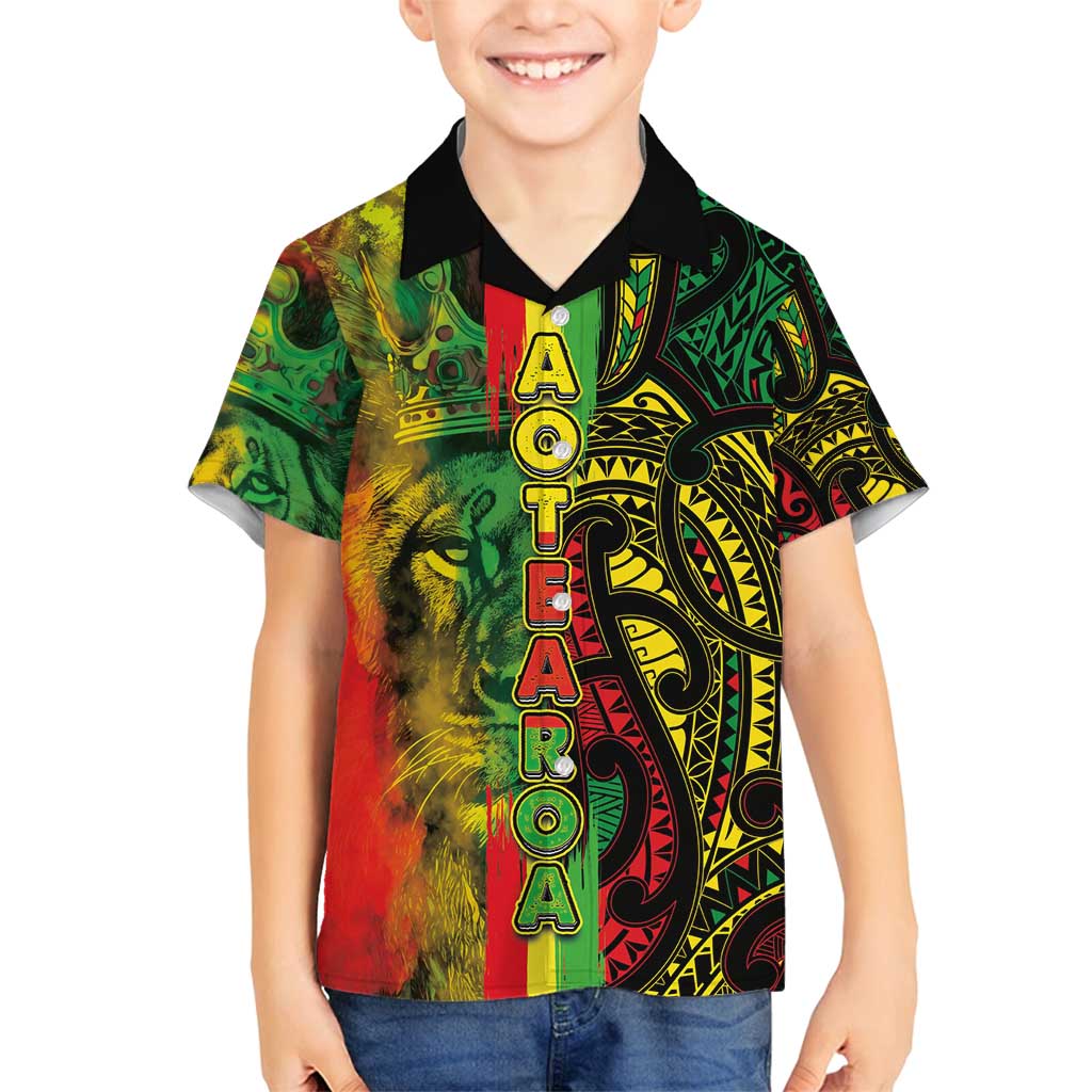 Aotearoa Reggae Family Matching Long Sleeve Bodycon Dress and Hawaiian Shirt Maori Reggae-One Love LT03 Son's Shirt Reggae - Polynesian Pride