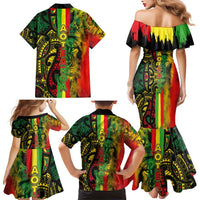 Aotearoa Reggae Family Matching Mermaid Dress and Hawaiian Shirt Maori Reggae-One Love LT03 - Polynesian Pride