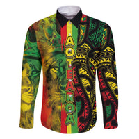 Aotearoa Reggae Family Matching Off The Shoulder Long Sleeve Dress and Hawaiian Shirt Maori Reggae-One Love LT03 Dad's Shirt - Long Sleeve Reggae - Polynesian Pride