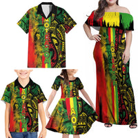 Aotearoa Reggae Family Matching Off Shoulder Maxi Dress and Hawaiian Shirt Maori Reggae-One Love LT03 - Polynesian Pride