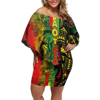Aotearoa Reggae Family Matching Off Shoulder Short Dress and Hawaiian Shirt Maori Reggae-One Love LT03 Mom's Dress Reggae - Polynesian Pride