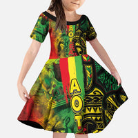 Aotearoa Reggae Family Matching Puletasi and Hawaiian Shirt Maori Reggae-One Love LT03 Daughter's Dress Reggae - Polynesian Pride