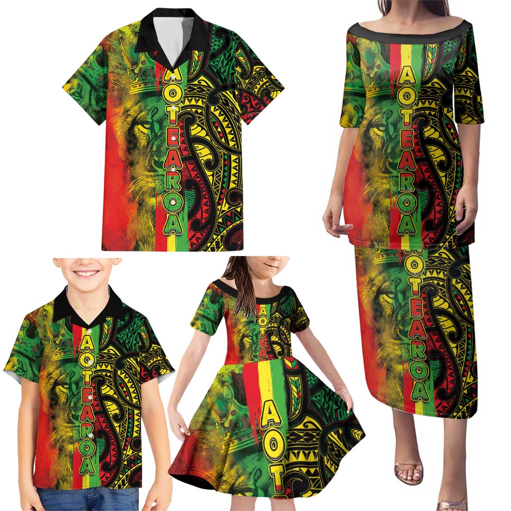 Aotearoa Reggae Family Matching Puletasi and Hawaiian Shirt Maori Reggae-One Love LT03 - Polynesian Pride