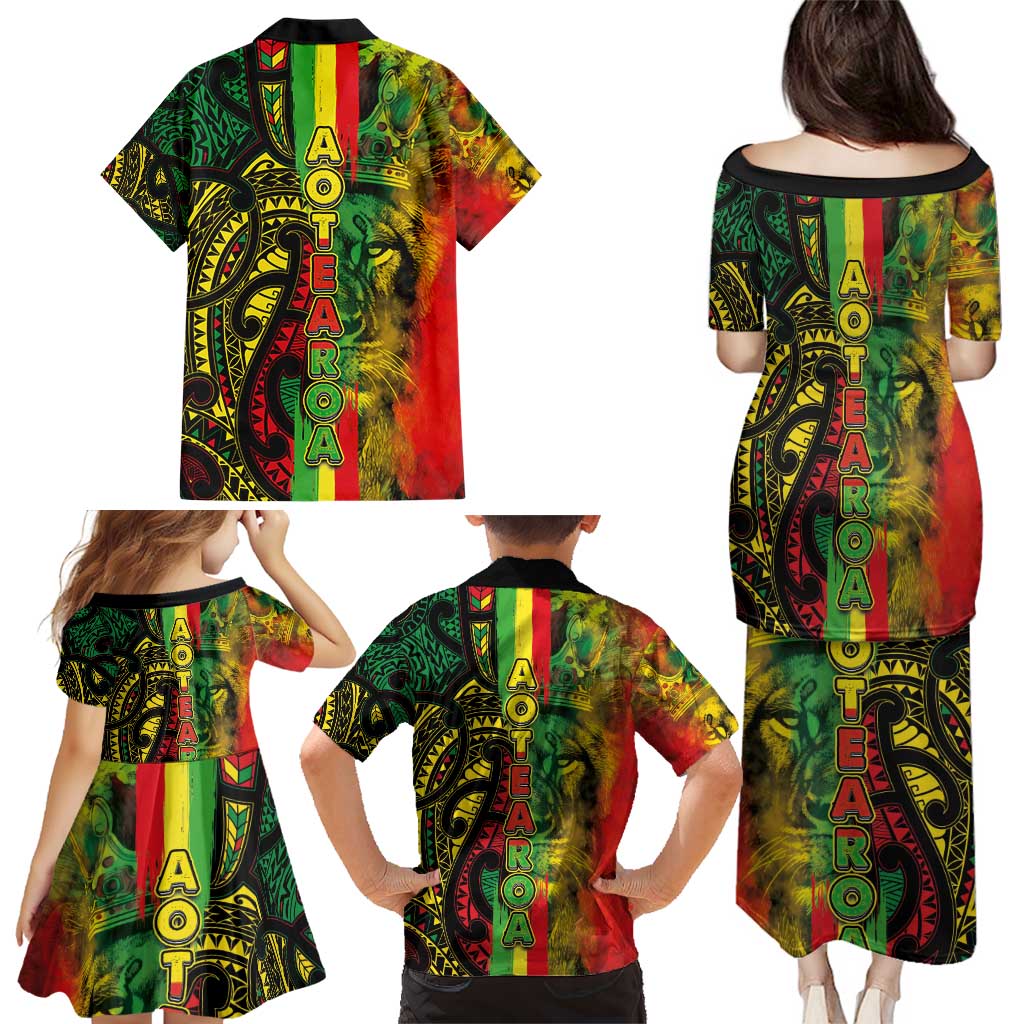 Aotearoa Reggae Family Matching Puletasi and Hawaiian Shirt Maori Reggae-One Love LT03 - Polynesian Pride