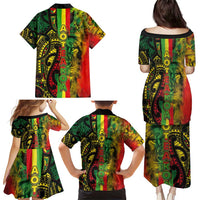 Aotearoa Reggae Family Matching Puletasi and Hawaiian Shirt Maori Reggae-One Love LT03 - Polynesian Pride