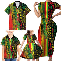 Aotearoa Reggae Family Matching Short Sleeve Bodycon Dress and Hawaiian Shirt Maori Reggae-One Love LT03 - Polynesian Pride