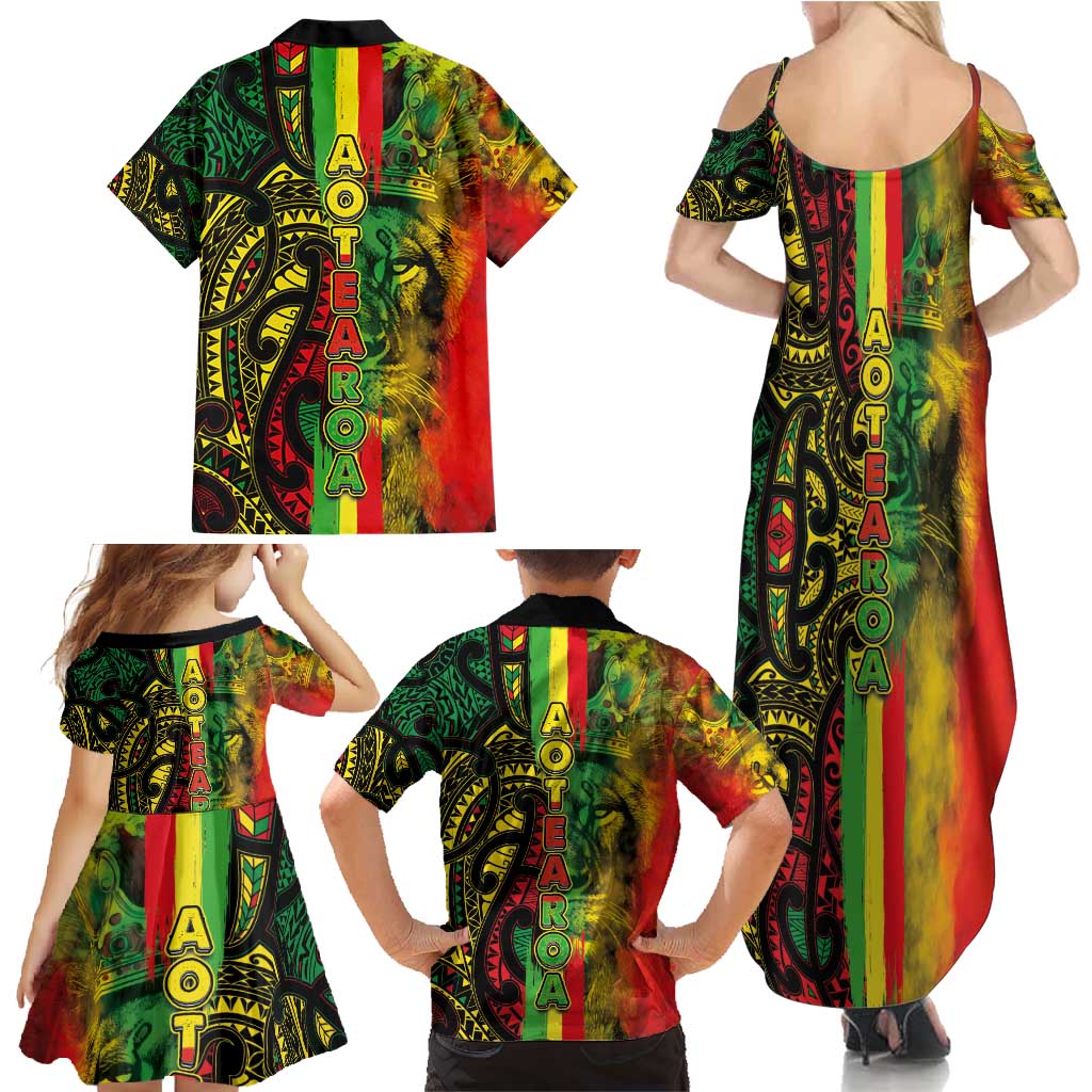 Aotearoa Reggae Family Matching Summer Maxi Dress and Hawaiian Shirt Maori Reggae-One Love LT03 - Polynesian Pride
