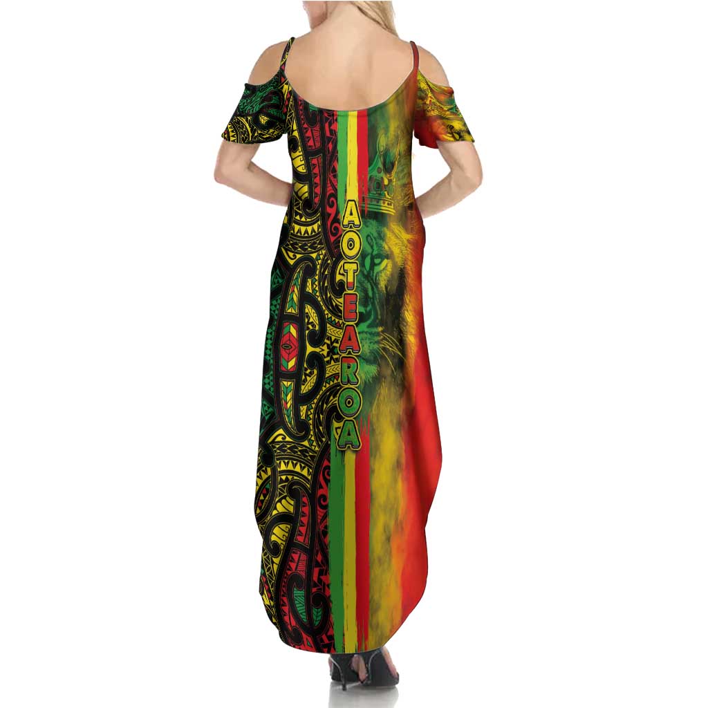 Aotearoa Reggae Family Matching Summer Maxi Dress and Hawaiian Shirt Maori Reggae-One Love LT03 - Polynesian Pride