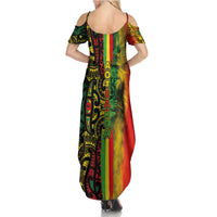 Aotearoa Reggae Family Matching Summer Maxi Dress and Hawaiian Shirt Maori Reggae-One Love LT03 - Polynesian Pride