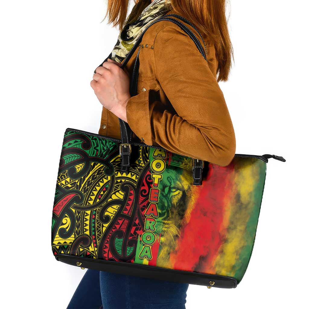 Aotearoa Reggae Leather Tote Bag Maori Reggae-One Love LT03 Reggae - Polynesian Pride