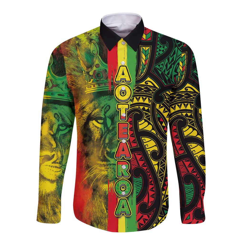 Aotearoa Reggae Long Sleeve Button Shirt Maori Reggae-One Love LT03 Unisex Reggae - Polynesian Pride
