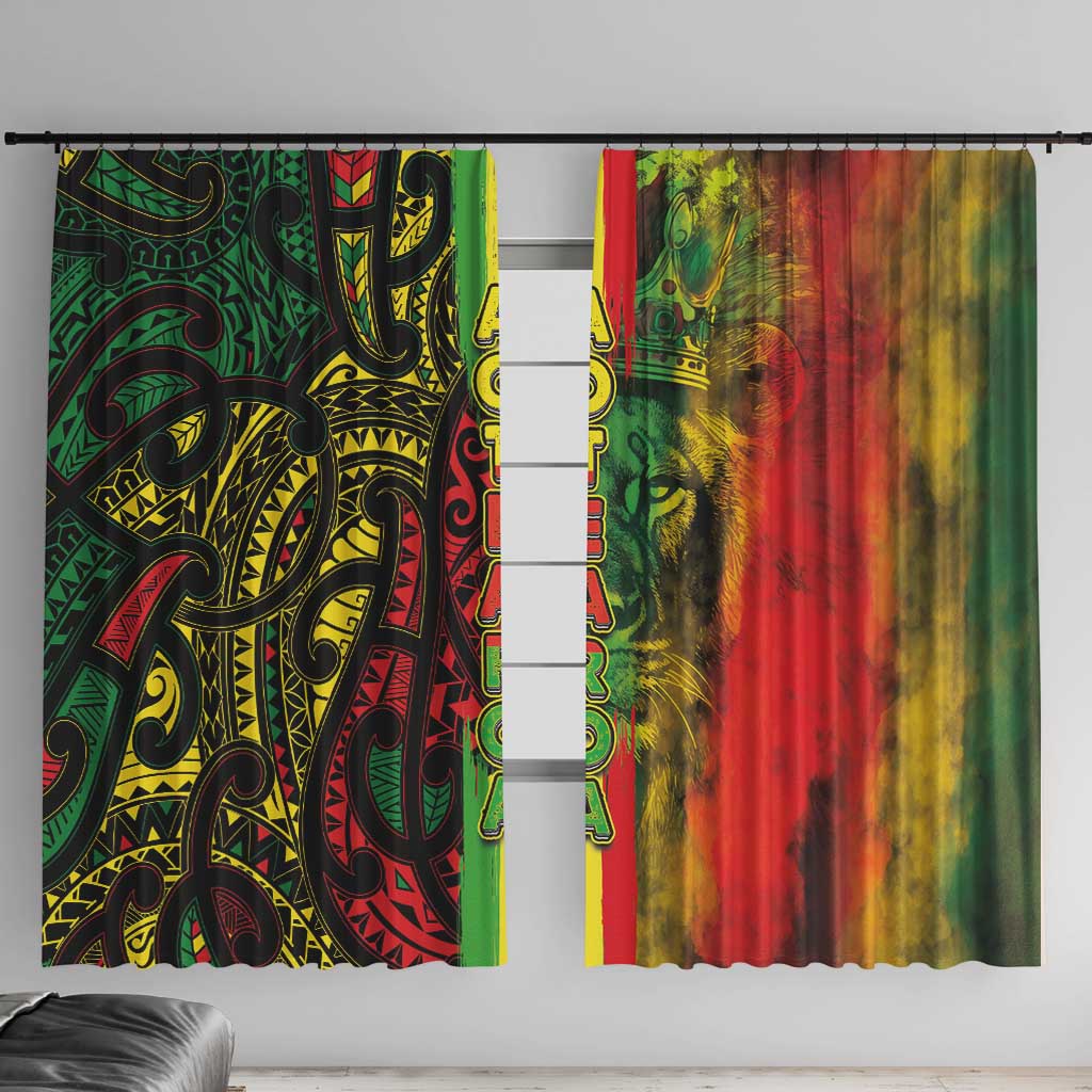 Aotearoa Reggae Window Curtain Maori Reggae-One Love LT03 With Hooks Reggae - Polynesian Pride