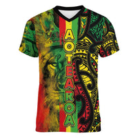 Aotearoa Reggae Women V-Neck T-Shirt Maori Reggae-One Love LT03 Female Reggae - Polynesian Pride