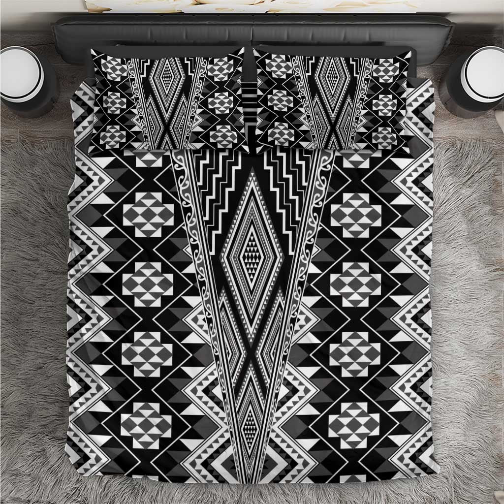 Aotearoa Tukutuku and Poutama Motif Classic Bedding Set LT03 Gray - Polynesian Pride