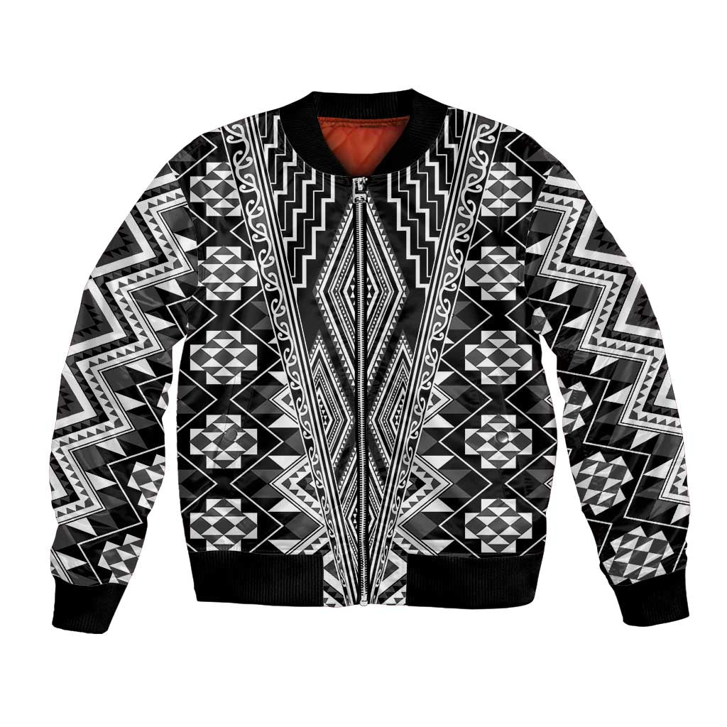 Aotearoa Tukutuku and Poutama Motif Classic Bomber Jacket LT03 Unisex Gray - Polynesian Pride