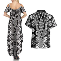 Aotearoa Tukutuku and Poutama Motif Classic Couples Matching Summer Maxi Dress and Hawaiian Shirt LT03 - Polynesian Pride