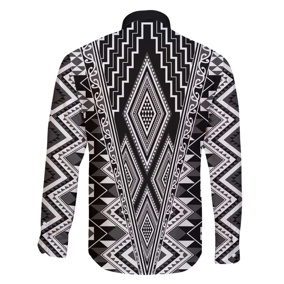 Aotearoa Tukutuku and Poutama Motif Classic Family Matching Off The Shoulder Long Sleeve Dress and Hawaiian Shirt LT03 - Polynesian Pride