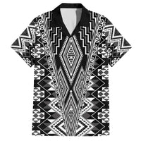 Aotearoa Tukutuku and Poutama Motif Classic Family Matching Short Sleeve Bodycon Dress and Hawaiian Shirt LT03 Dad's Shirt - Short Sleeve Gray - Polynesian Pride