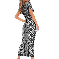 Aotearoa Tukutuku and Poutama Motif Classic Family Matching Short Sleeve Bodycon Dress and Hawaiian Shirt LT03 - Polynesian Pride