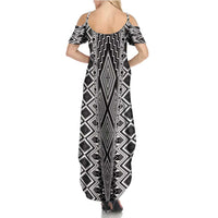 Aotearoa Tukutuku and Poutama Motif Classic Family Matching Summer Maxi Dress and Hawaiian Shirt LT03 - Polynesian Pride