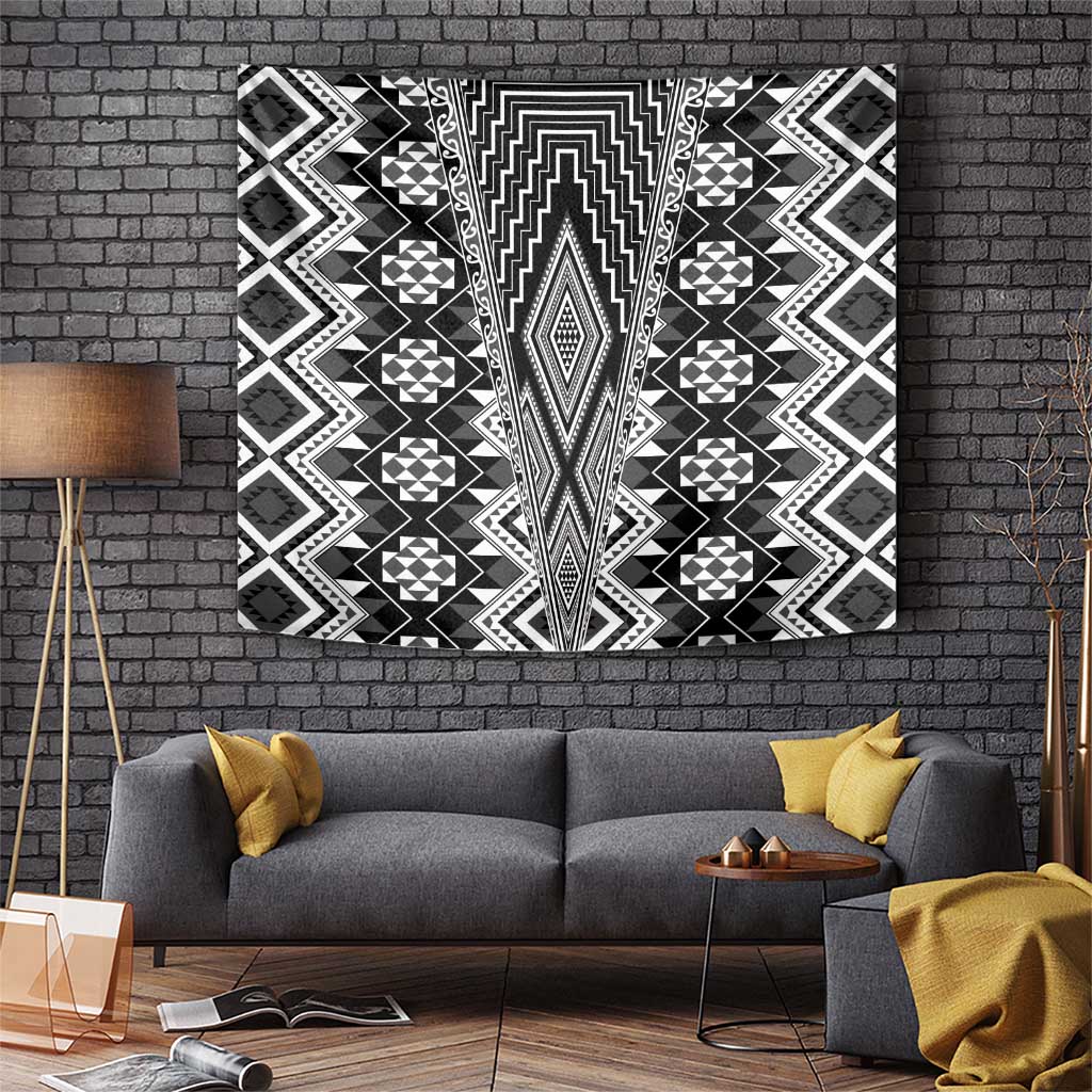 Aotearoa Tukutuku and Poutama Motif Classic Tapestry LT03 Gray - Polynesian Pride