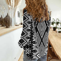 Aotearoa Tukutuku and Poutama Motif Classic Women Casual Shirt LT03 - Polynesian Pride