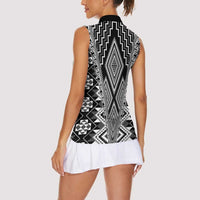 Aotearoa Tukutuku and Poutama Motif Classic Women Sleeveless Polo Shirt LT03 - Polynesian Pride