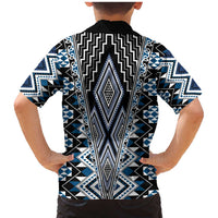 Blue Aotearoa Tukutuku and Poutama Motif Family Matching Mermaid Dress and Hawaiian Shirt LT03 - Polynesian Pride