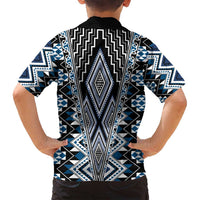 Blue Aotearoa Tukutuku and Poutama Motif Family Matching Summer Maxi Dress and Hawaiian Shirt LT03 - Polynesian Pride