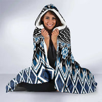 Blue Aotearoa Tukutuku and Poutama Motif Hooded Blanket LT03 - Polynesian Pride