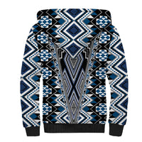 Blue Aotearoa Tukutuku and Poutama Motif Sherpa Hoodie LT03 - Polynesian Pride