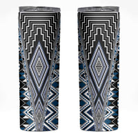 Blue Aotearoa Tukutuku and Poutama Motif Skinny Tumbler LT03 Blue - Polynesian Pride